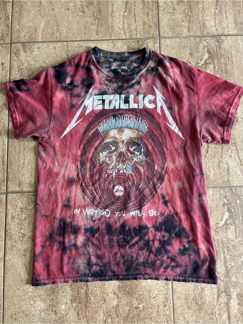 Metallica tie dye Vertigo T-shirt with skull graphic